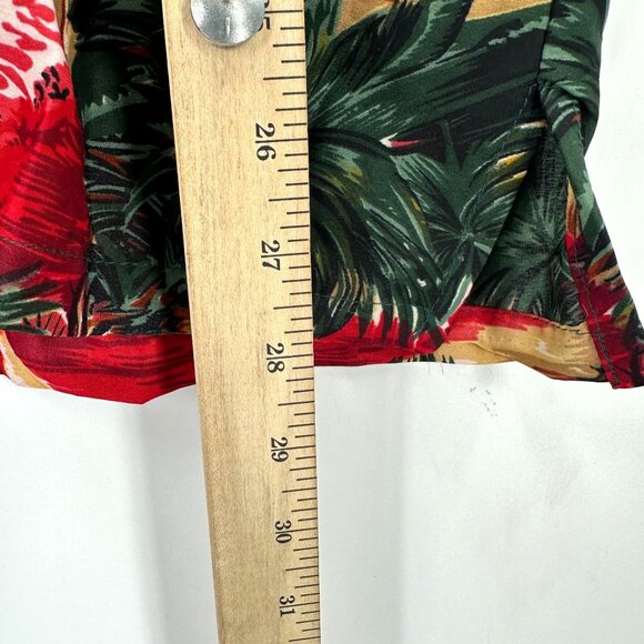 YMLA Shirt Mens Button Down Short Sleeve Hawaiian Caribbean Palms Red Green S - Picture 8 of 11